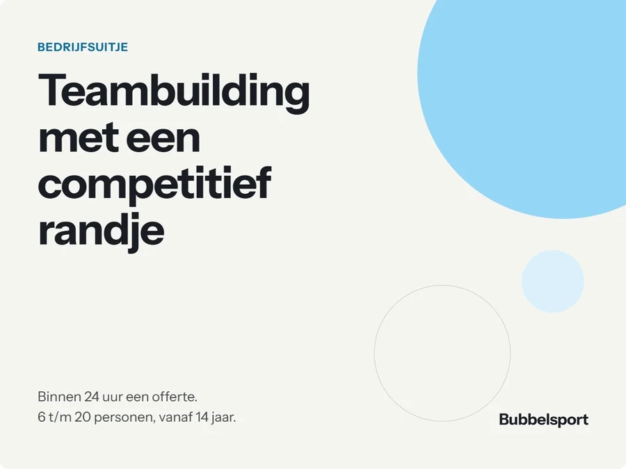 Bedrijfsuitje: teambuilding met een competitief randje. Binnen 24 uur een offerte, 6 t/m 20 personen, vanaf 14 jaar